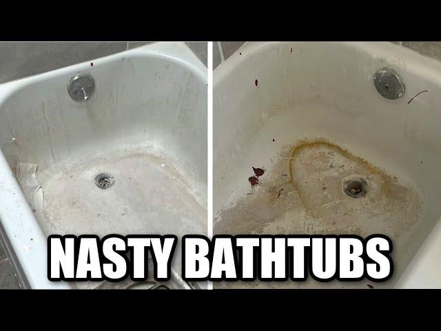 HOW TO REPAIR & REGLAZE TWO NASTY BATHTUBS | BATHTUB REGLAZING & CHIP REPAIR | DP TUBS