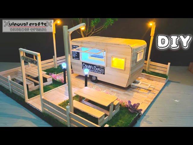 DIY miniature cafe caravan