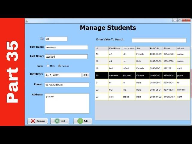 JAVA - Student Information System Project In Java Using NetBeans With Source Code | Part 35