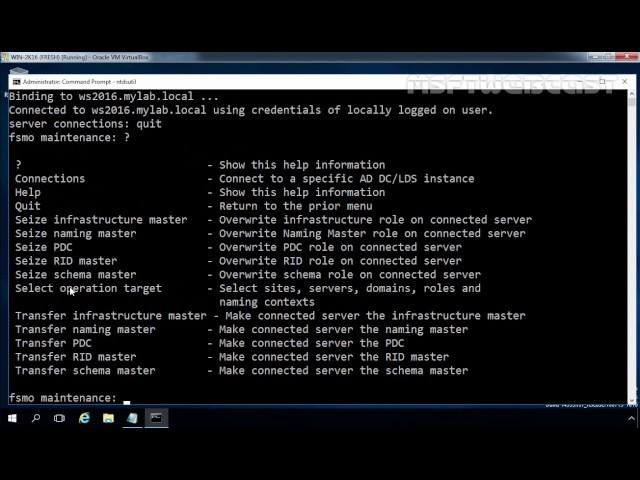 5. Transfer FSMO roles to the Windows Server 2016 Domain Controller