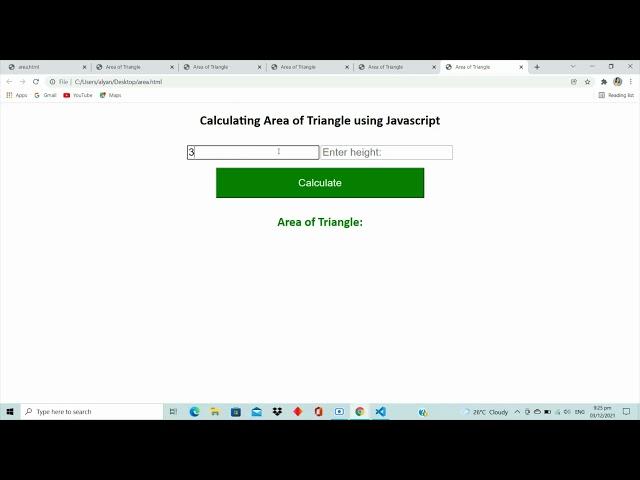 JavaScript Program to Calculate Area of Triangle