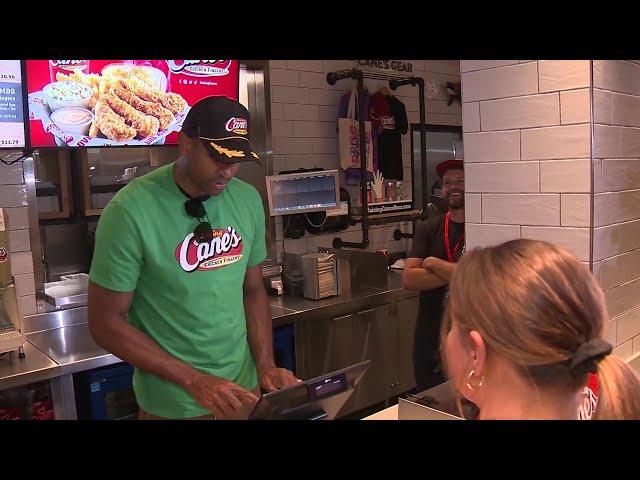 Al Horford serves up tenders at Raising Cane's in Boston