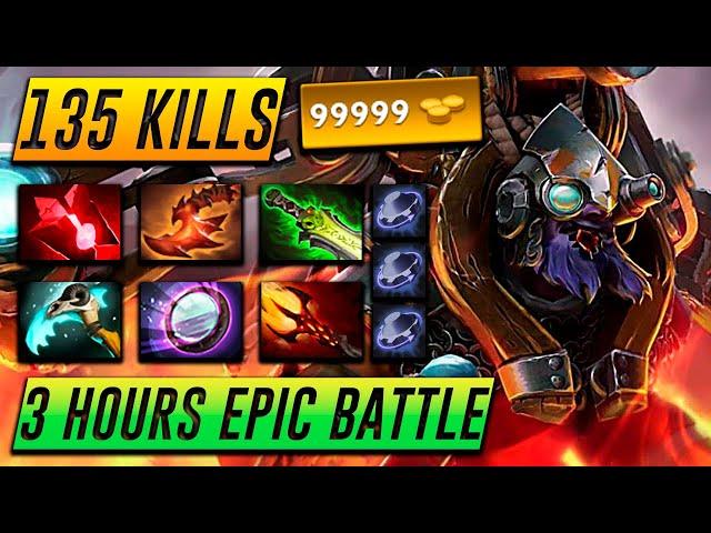 3 Hours Epic Battle - 135 Kills Tinker 99 999 Gold - Dota 2 Pro Gameplay [Watch & Learn]