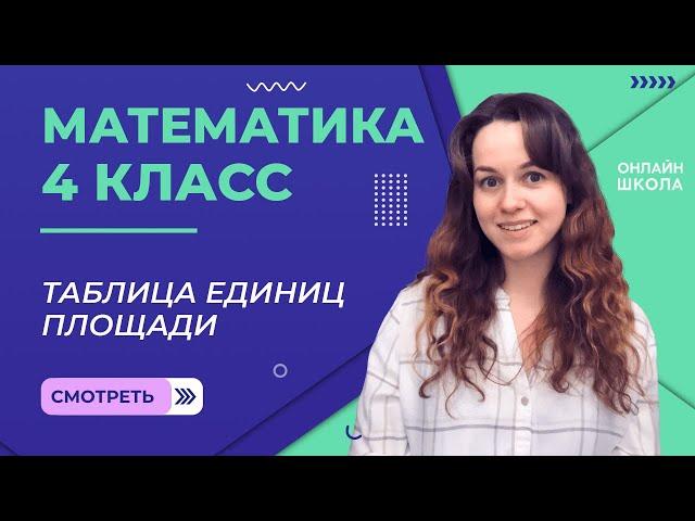 Таблица единиц площади. Видеоурок 12.Математика 4 класс