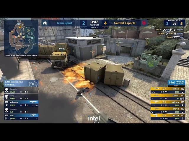 battle of titans! Spirit vs Gambit - Semi-final - IEM Katowice 2021 - map 1 - overpass