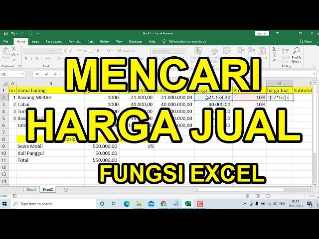 Cara Menentukan Harga Jual Produk Excel Pake RUMUS