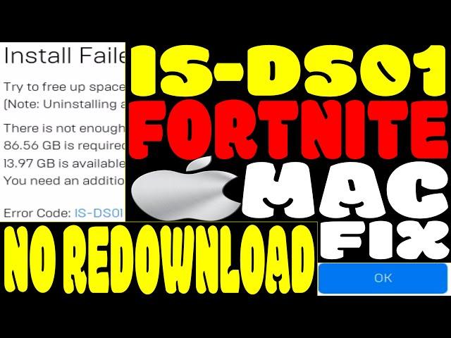 How To Fix Error Code IS-DS01 Fortnite Mac-Epic Games Error Install Failed Not Enough Space Mac 2021