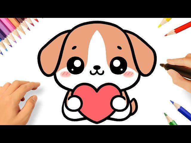 HOW TO DRAW A PUPPY DOG KAWAII EASY 