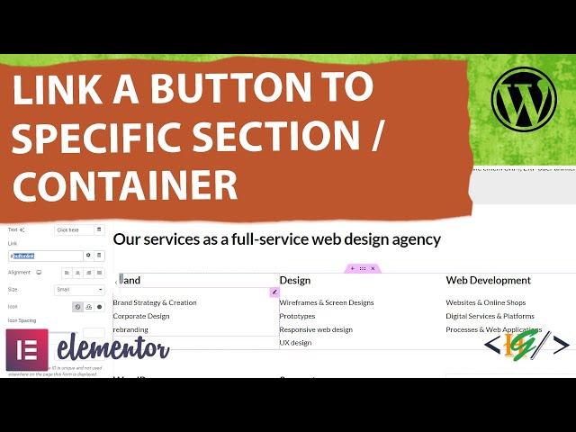 How to Add Link to a Button to Container using CSS ID in Elementor WordPress | Section | ID