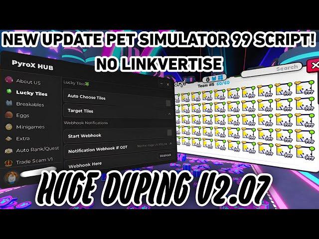 [Keyless] Pet Simulator 99 Script | Auto Farm | Auto Rank | Auto Luky Tiles & More! *PASTEBIN*