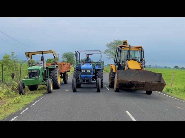 JCB 3dx loading Mud in Trolley with Sonalika 60 Rx and John Deere 5050 E Tractor