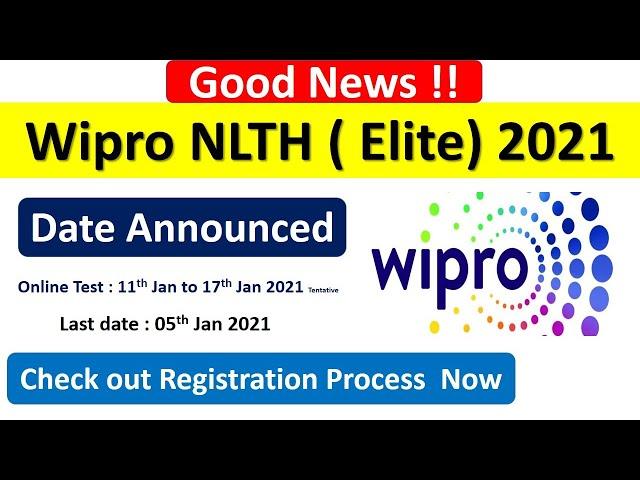 Wipro NLTH Elite 2021 Exam Date Announced |  wipro elite national talent hunt  registration 2021