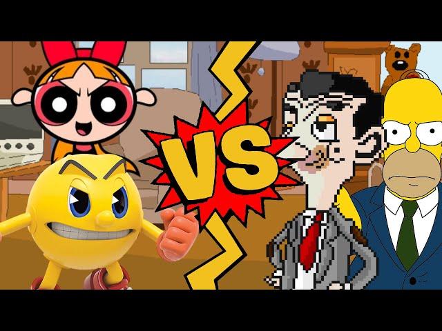 M.U.G.E.N. Battles | Pac-Man/Blossom vs Mr. Bean/Homer Simpson