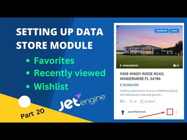 How to display favorites and recent viewed using jet engine || Data store