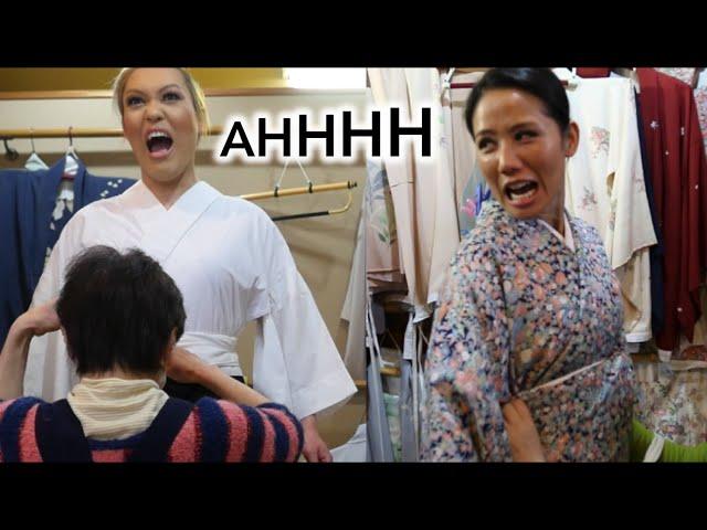 My friends react to Japanese kimonos!