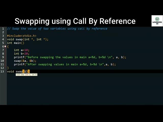 C Program to swap using Call By Reference | Swapping using Call By Reference