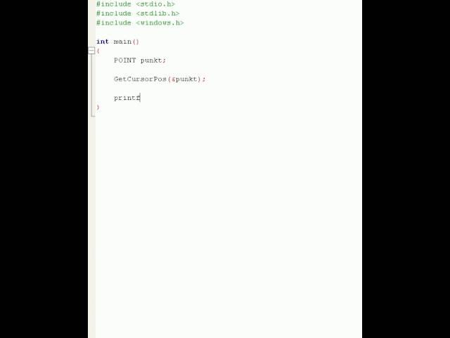 Cursor Position in C herausfinden