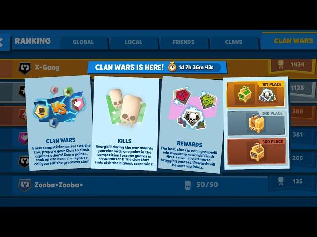 "NEW"  Event Clan Wars & Rewards | Zooba