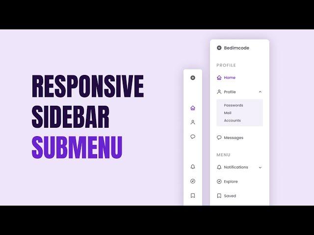 Responsive Sidebar Menu With SubMenu Using HTML CSS And JavaScript