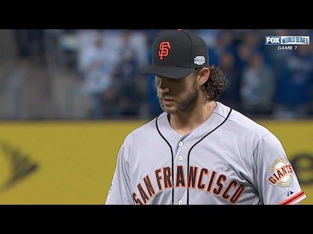 WS2014 Gm7: Bumgarner tosses five scoreless innings