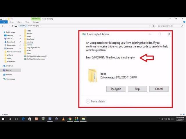 How to Fix Error 0x80070091 When Deleting Files in Windows 10 PC