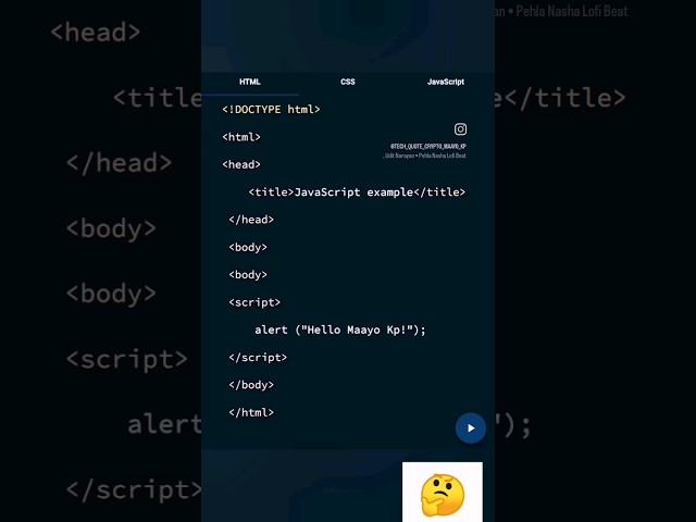 Basic Program Adding JavaScript to HTML.#html #htmlcoding #coding_gyan #youtubeshorts #viral #coder