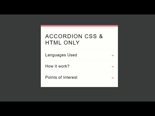 Awesome accordion animation html and css only | no JavaScript