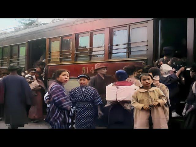 Tokyo, Japan 1920s in color [60fps,Remastered] w/sound design added