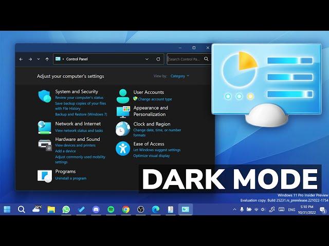 Enable Control Panel with Dark Mode in Windows 11