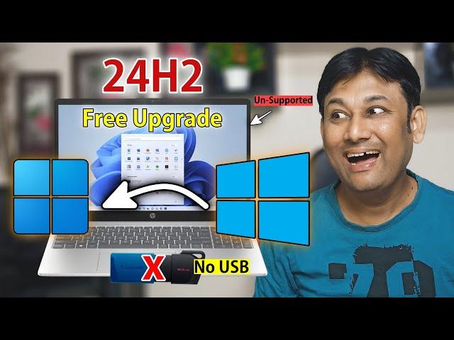 Windows 11-24H2: Free Upgrade from Windows 10 on Any PC without USB. @technoBaazi "HINDI"