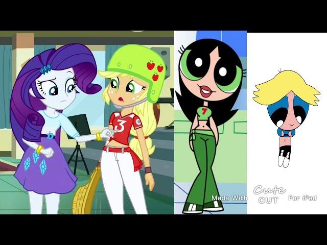 Teen Buttercup, Applejack, Rarity, and Boomer's Belly Button