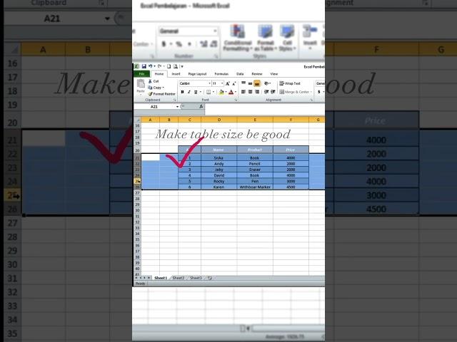 Make size a table excel part 4 | Excel | Beginner | #learnexcel #learnmicrosoftword #learnexcelfree