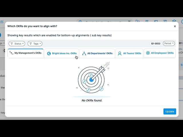 Rolling Up an Objective as a Key Result or Sub-Key Result in Profit.co