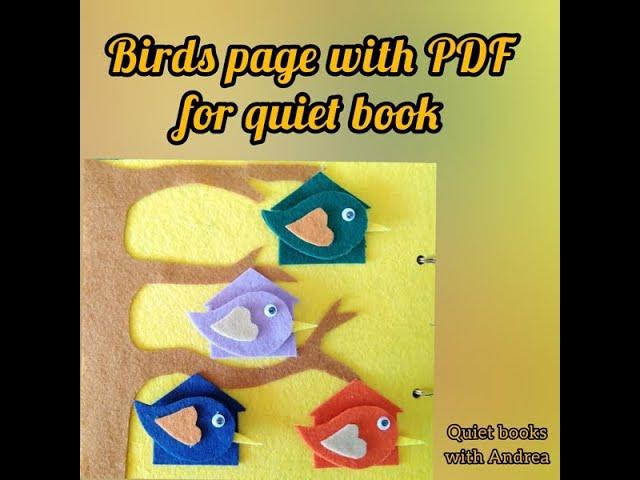 Quiet book tutorial with free printable patterns/ birds' page with PDF for homemade for toddlers