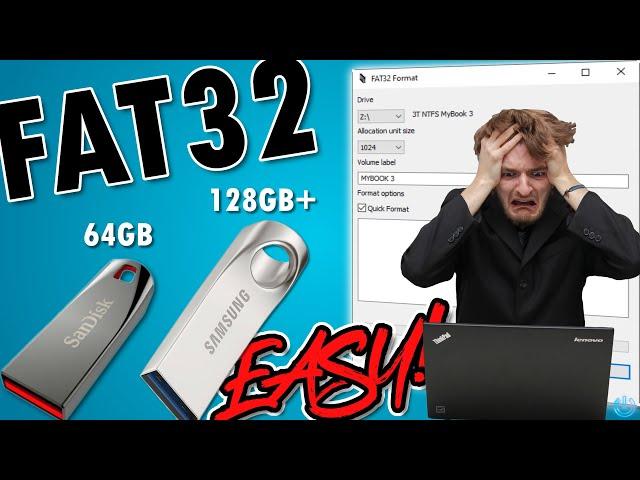 How To Format a 64GB, 128GB, or LARGER USB Flash Drive to FAT32 - EASY!