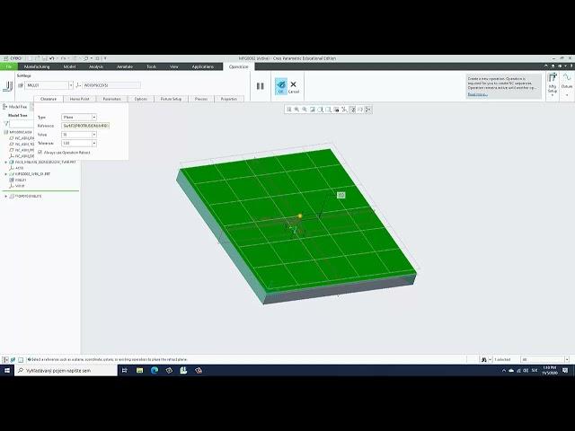 1. Face milling- simple shape (PTC Creo 6.0, Manufacturing)