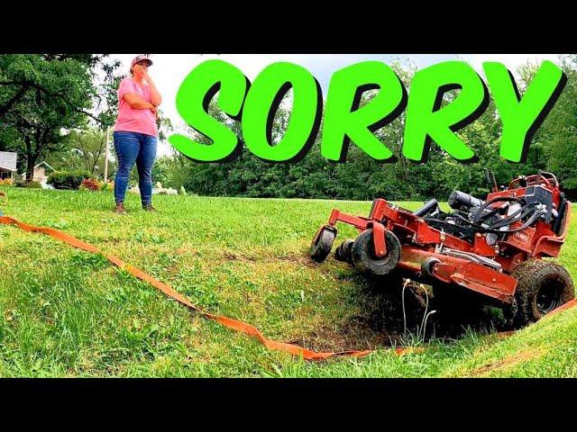 CUSTOMER CAME HOME AT THE WRONG TIME - WE WILL FIX ALL THE DAMAGE TO THE LAWN!