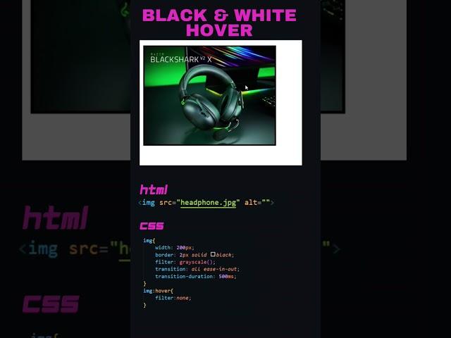 Grayscale Filter Hover Effect in CSS #html #css