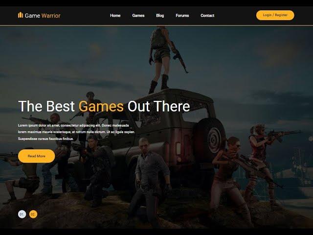 Responsive Gaming Website Design Using HTML / CSS / JAVASCRIPT /Bootstrap .