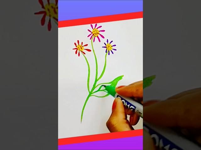 Simple Aasy Flower  Pen Brush ️#Painting # DOMS# Art#Short Video