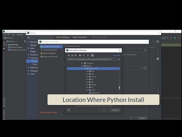 [Solved] python interpreter configured for the project' in Pycharm 2021