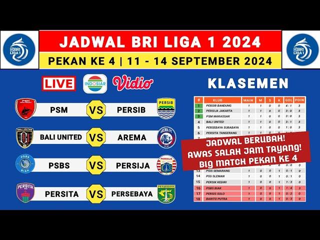 JADWAL BERUBAH! Jadwal Liga 1 2024 Pekan Ke 4 - PSM vs Persib - Liga 1 Indonesia 2024