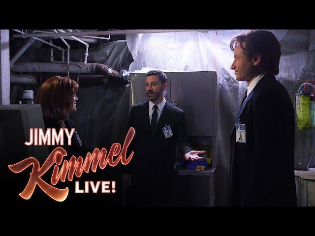 Mulder, Scully and Jimmy Kimmel in The X-Files