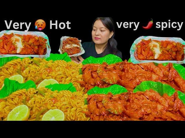 ASMR | EATING SPICY  PASTA, CHILLI POTATO | PASTA, CHILLI POTATO MUKBANG | VEGAN MUKBANG  | EATING