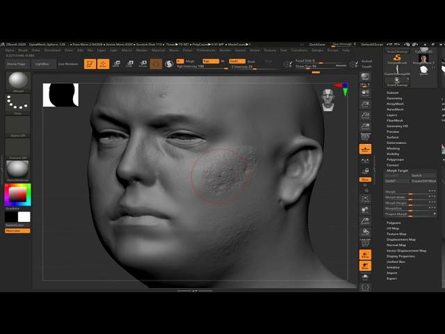 09/08/20 Scan cleanup and sculpting eyebrows in Zbrush