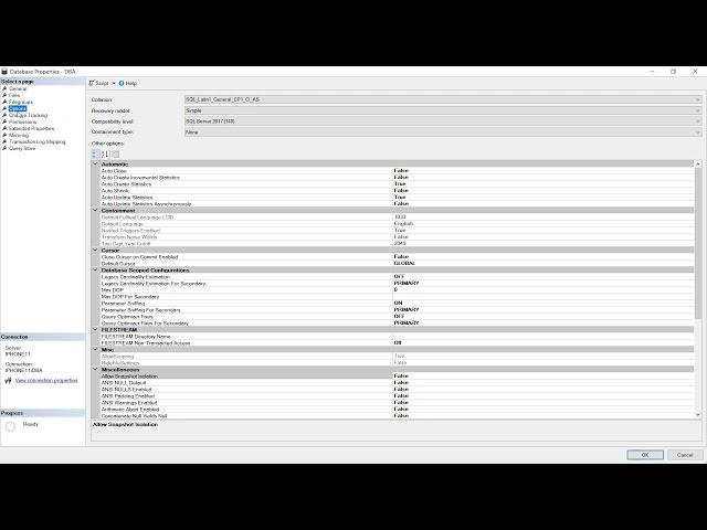 How to set autogrowth in SQL Server 2019 database