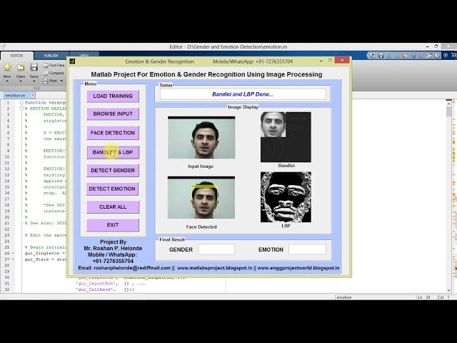 Emotion and Gender Predication from Expression Using Matlab