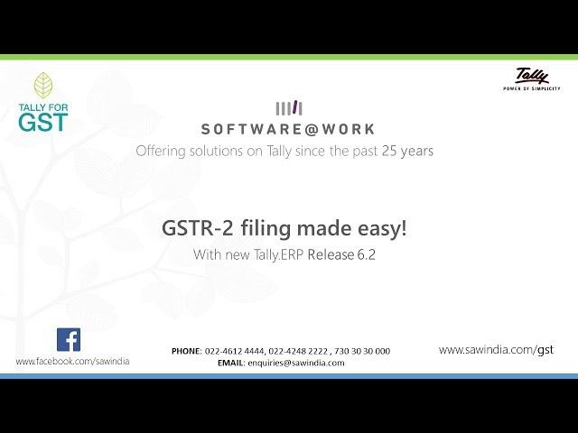 Simplify GSTR-2 filing using Tally.ERP 9 Release 6.2