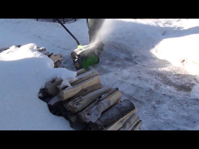 SNOWY SideWalk Cleared with GreenWorks Pro 80V SNOW Shovel