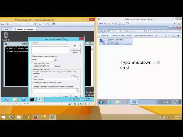 how to shutdown or restart clients remotely in windows server 2012